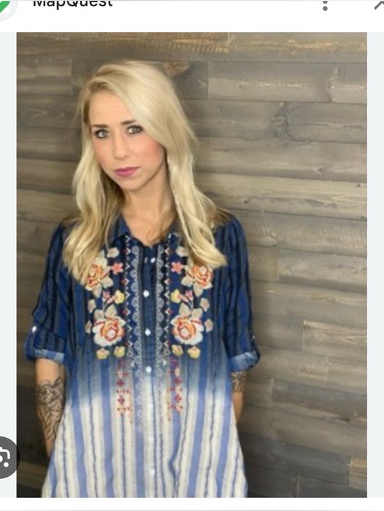 Andree Dresses & Skirts - Andree Blue Ombre Striped Embroidered Tunic Dress